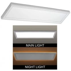 48 in. x 15 in. Low Profile Matte White Color Selectable LED Flush Mount Ceiling Light w/Night Light Feature Dimmable by Commercial Electric