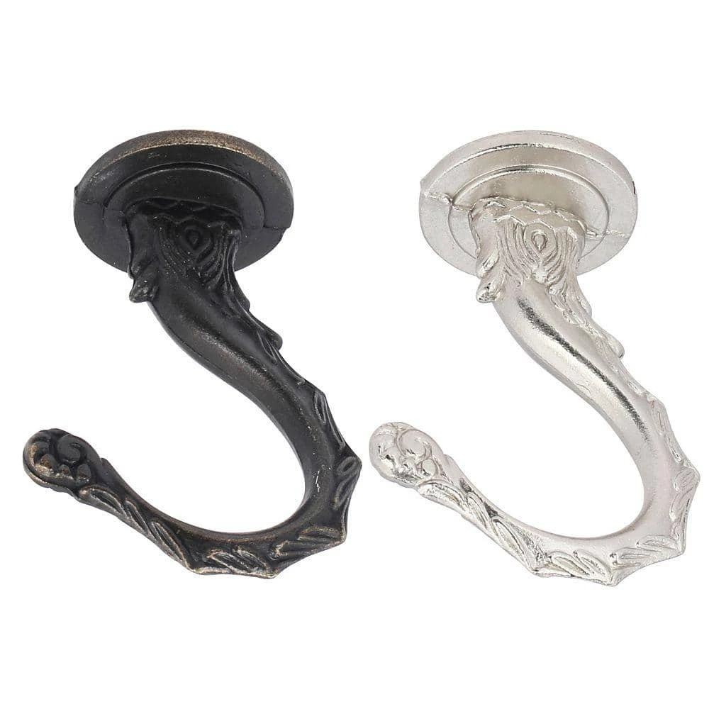 2-1/2 in. Brushed Nickel and Oil Rubbed Bronze Decorative Swag Hooks for Ceiling Light Fixtures (2-Pack) by Commercial Electric