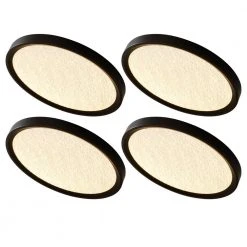 Low Profile 15 in. Round Crackle Lens Oil Rubbed Bronze LED Flush Mount with Night Light Feature (4-Pack) by Commercial Electric