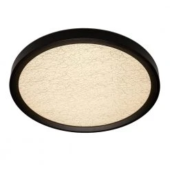 Low Profile 15 in. Round Crackle Lens Oil Rubbed Bronze LED Flush Mount with Night Light Feature by Commercial Electric