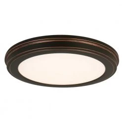 15 in. Oil-Rubbed Bronze LED Ceiling Flush Mount with White Acrylic Shade (2-Pack) by Commercial Electric