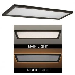 48 in. x 15 in. Low Profile Oil Rubbed Bronze Color Selectable LED Flush Mount Light w/Night Light Feature Crackle Lens by Commercial Electric