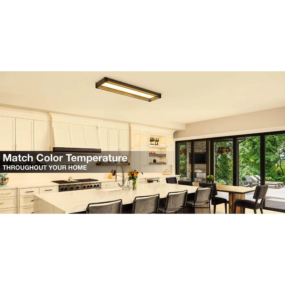 Sebastian 48 in. x 13 in. Farmhouse Gray with Black CCT Selectable LED Flush Mount Ceiling Light 4000 Dimmable Lumens by Commercial Electric - Image 9