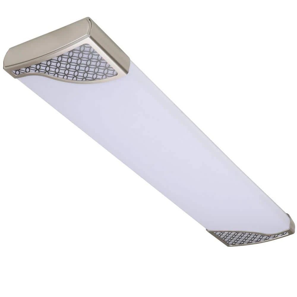 Victoria 48 in. x 10 in. Satin Nickel and Slate Gray CCT Selectable LED Flush Mount Ceiling Light 4000 Dimmable Lumens by Commercial Electric