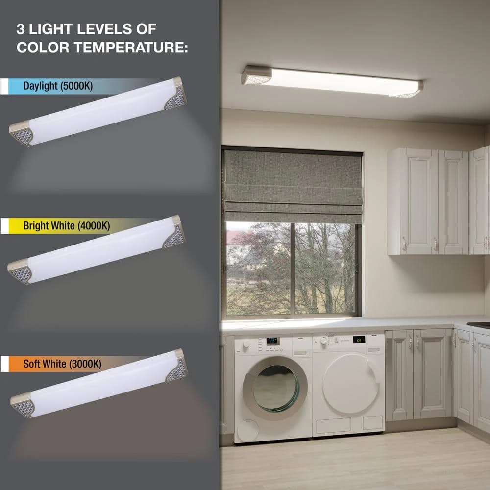 Victoria 48 in. x 10 in. Satin Nickel and Slate Gray CCT Selectable LED Flush Mount Ceiling Light 4000 Dimmable Lumens by Commercial Electric - Image 2