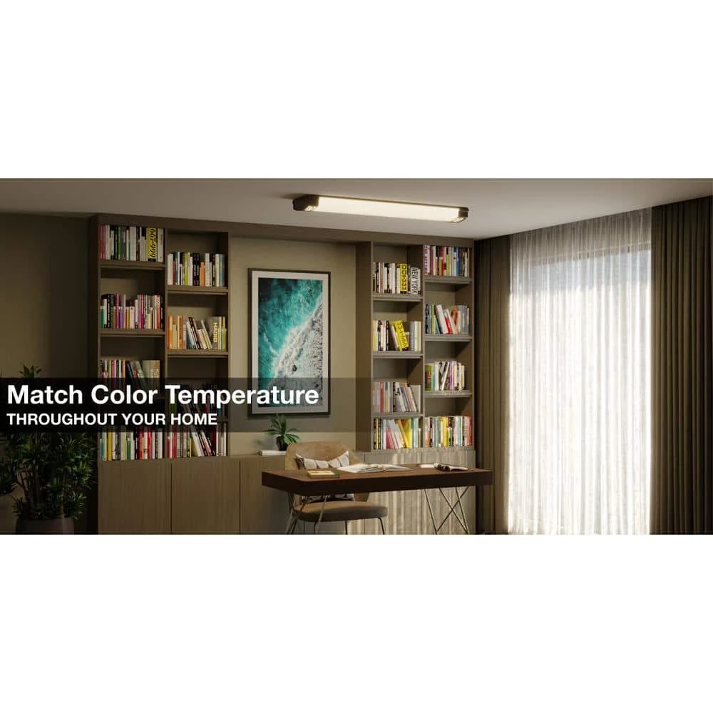 Moroccan 48 in. x 10 in. Satin Nickel CCT Selectable LED Flush Mount Ceiling Light 4000 Dimmable Lumens by Commercial Electric - Image 9