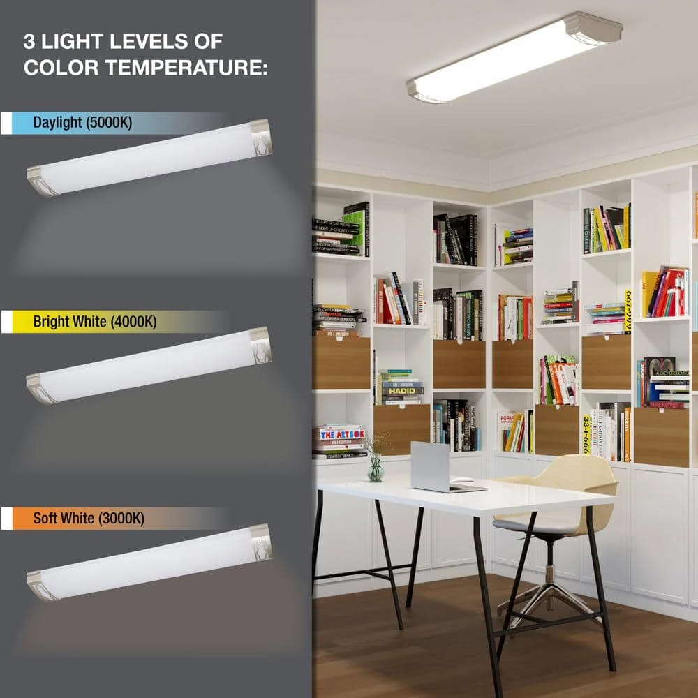 Moroccan 48 in. x 10 in. Satin Nickel CCT Selectable LED Flush Mount Ceiling Light 4000 Dimmable Lumens by Commercial Electric - Image 2