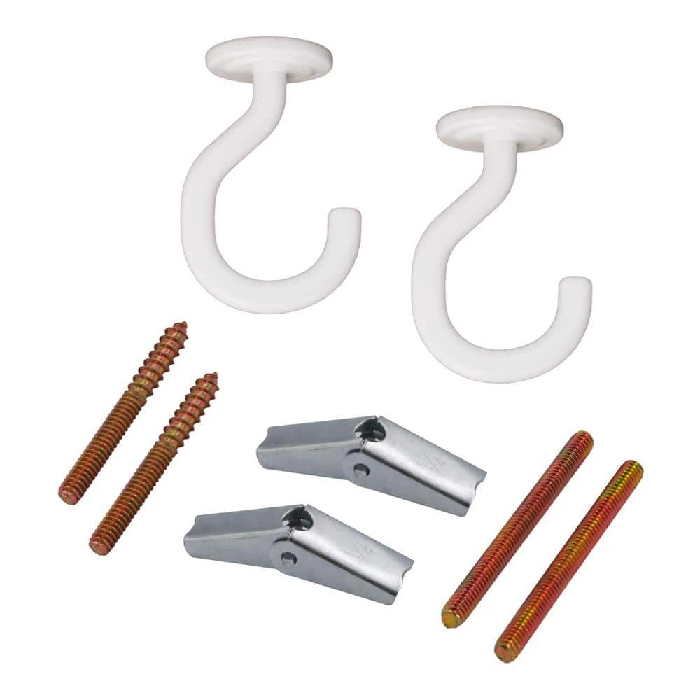 2-1/5 in. White Modern Swag Hooks for Ceiling Light Fixtures (2-Pack) by Commercial Electric