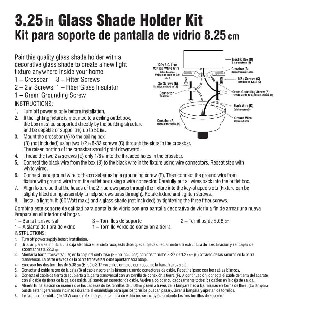 4 in. White Glass Shade Holder Kit for Ceiling Light Fixtures by Commercial Electric - Image 2