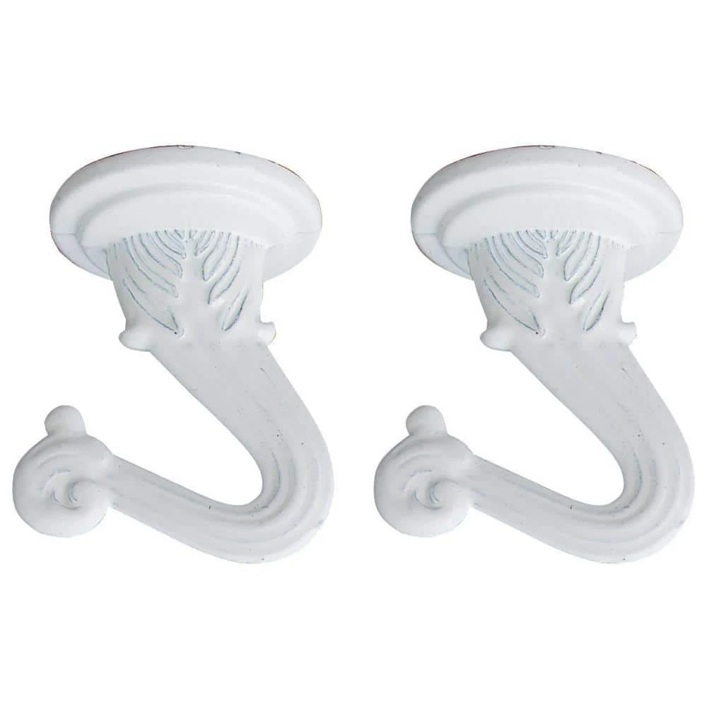 1-1/2 in. White Decorative Swag Hook for Ceiling Light Fixtures (2-Pack) by Commercial Electric