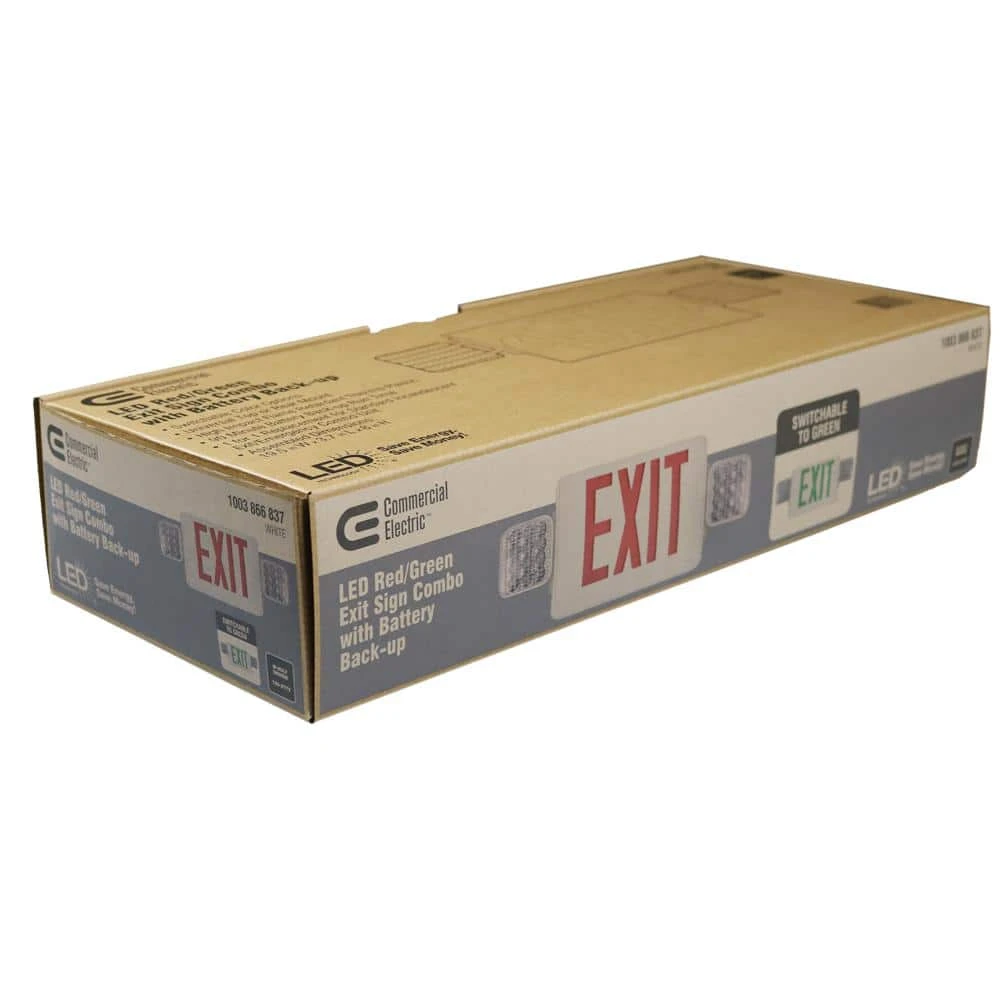 Combo 14-Watt Equivalent Integrated LED White Exit Sign and Emergency Light with Ni-Cad 9.6-Volt Battery by Commercial Electric - Image 7