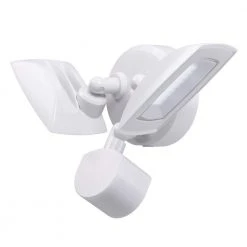 30-Watt White Outdoor Integrated LED Twin Head Motion-Activated Flood Light, 3000 Lumens by Commercial Electric