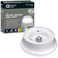 Spin Light 7 in. Motion Sensor LED Flush Mount Ceiling Light Customize Hold Times Closet Rated 830 Lumens 4000K by Commercial Electric
