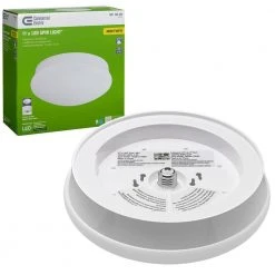Spin Light 11 in. LED Flush Mount Ceiling Light High Output 1600 Lumens 22-Watt 4000K Bright White No Bulbs by Commercial Electric