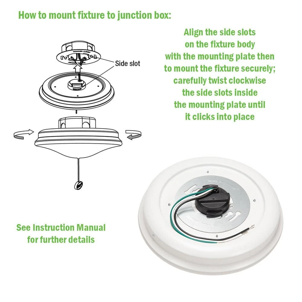 10 in. White Closet Light with Pull Chain LED Flush Mount Ceiling Light 900 Lumens 4000K Bright White by Commercial Electric - Image 4