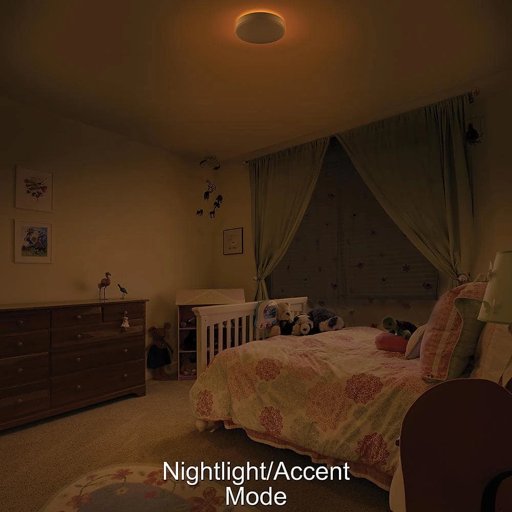 11 in. Color Selectable LED Flush Mount Ceiling Light with Night Light Feature 900 Lumens 14-Watt Dimmable by Commercial Electric - Image 5