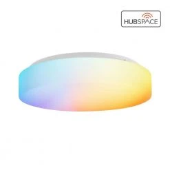 11 in. White Smart Hubspace CCT and RGB Selectable LED Flush Mount Puff by Commercial Electric