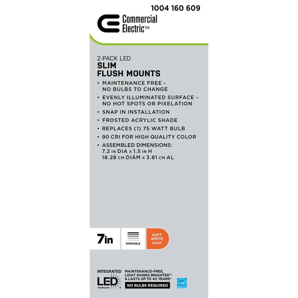 7 in. White LED Flush Mount (2-Pack) by Commercial Electric - Image 3