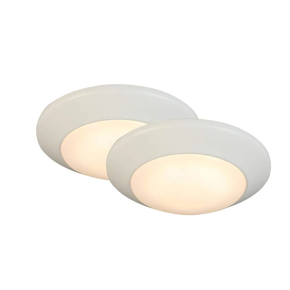7 in. White LED Flush Mount (2-Pack) by Commercial Electric