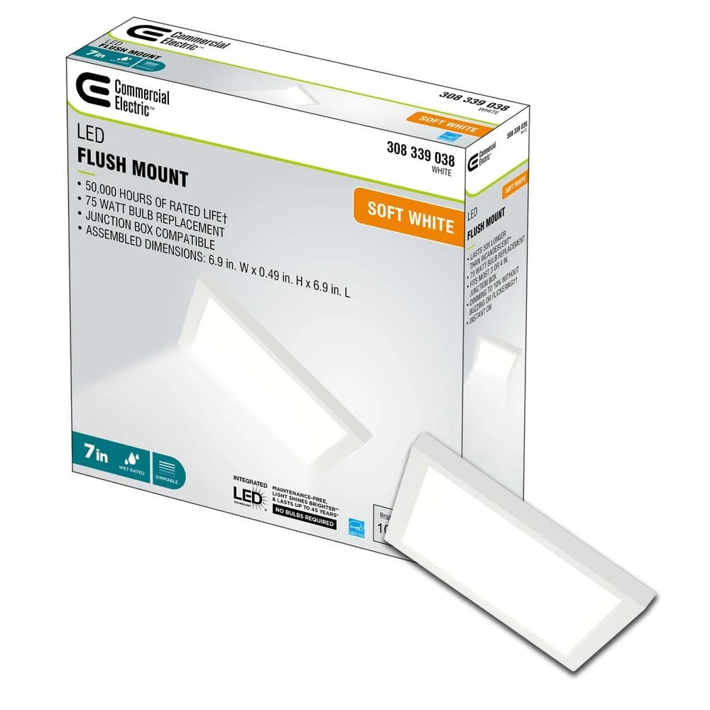 7 in. Square White LED Flush Mount by Commercial Electric - Image 8