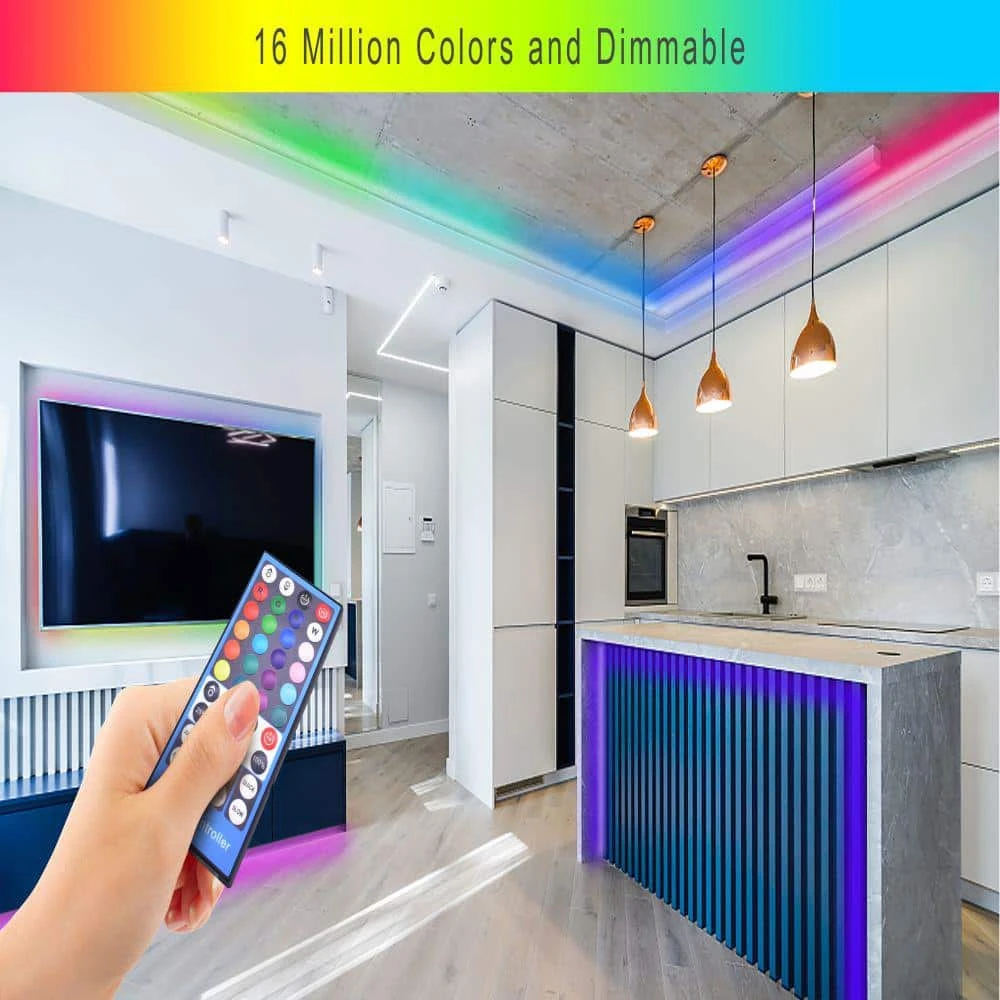 32 ft. Indoor/Outdoor RGB Plus W LED Strip Light with RF Remote by Commercial Electric - Image 4