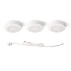 3-Light Plug-In LED White Puck Light Kit with CCT Changing (2700K/3000K/4000K) by Commercial Electric