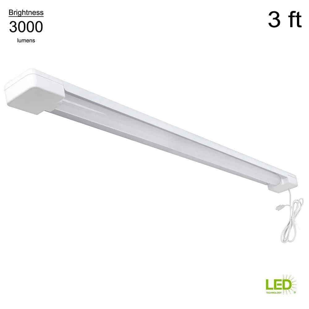 3 ft. 1-Light 30-Watt Integrated LED White Utility Shop Light with Power Cord by Commercial Electric - Image 9