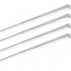 Commercial 8 ft. (Two 4ft.) 440 Watt Equivalent Integrated LED White Multi-Volt Strip Light Fixture 11000 Lumen (4-Pack) by Commercial Electric