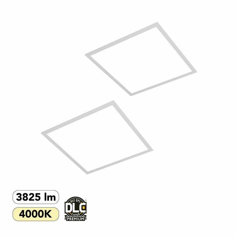 2 ft. x 2 ft. 250-Watt Equivalent White Integrated LED Backlit Troffer, 3825 Lumens, 4000K Bright White (2-Pack) by Commercial Electric