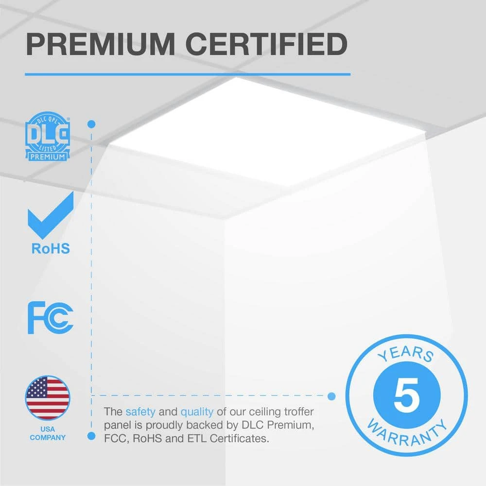 2 ft. x 2 ft. 250-Watt Equivalent White Integrated LED Backlit Troffer, 3825 Lumens, 4000K Bright White (2-Pack) by Commercial Electric - Image 5