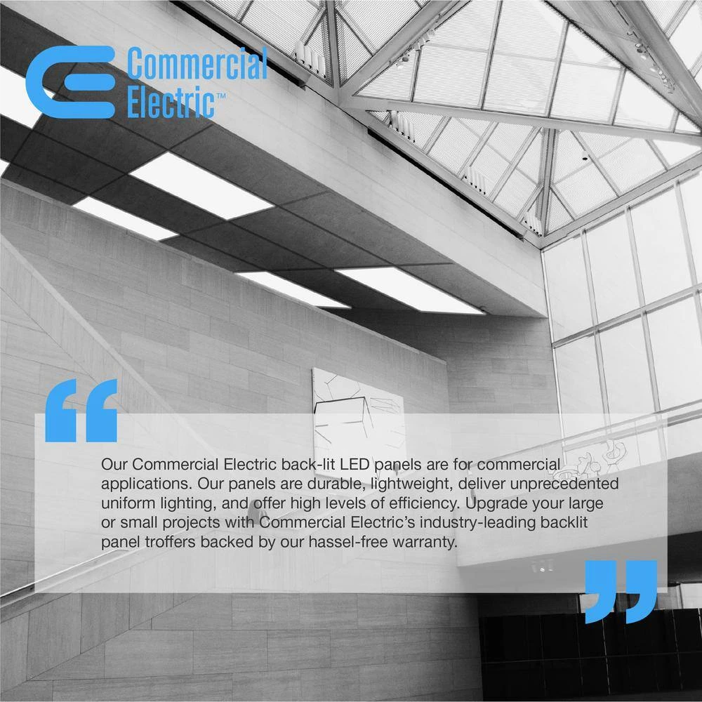 2 ft. x 2 ft. 300-Watt Equivalent Integrated LED White Backlit Troffer with Emergency Battery Backup, 4000K Bright White by Commercial Electric - Image 8