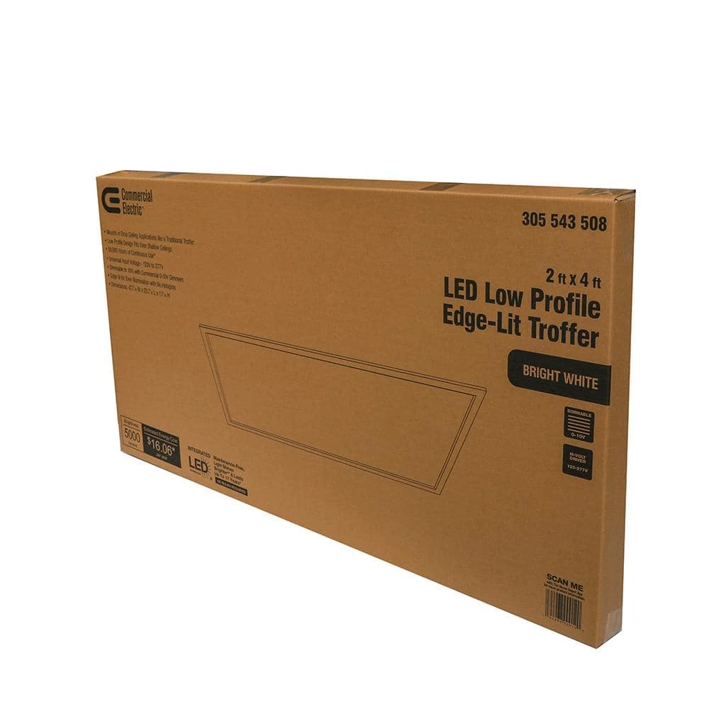 5000 Lumens 2 ft. x 4 ft. White Integrated LED Flat Panel Troffer by Commercial Electric - Image 3
