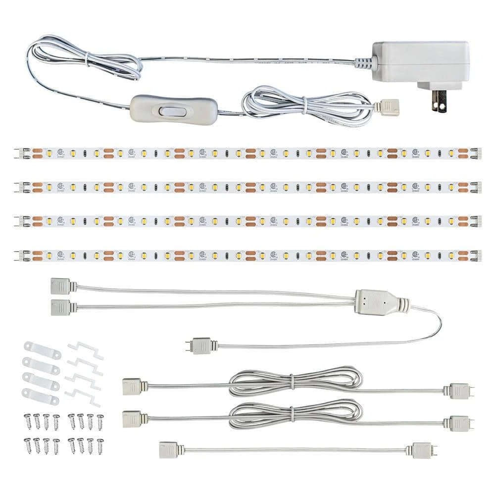 12 in. LED Linkable White Flexible Tape Under Cabinet Light Kit (4-Strip Pack) by Commercial Electric