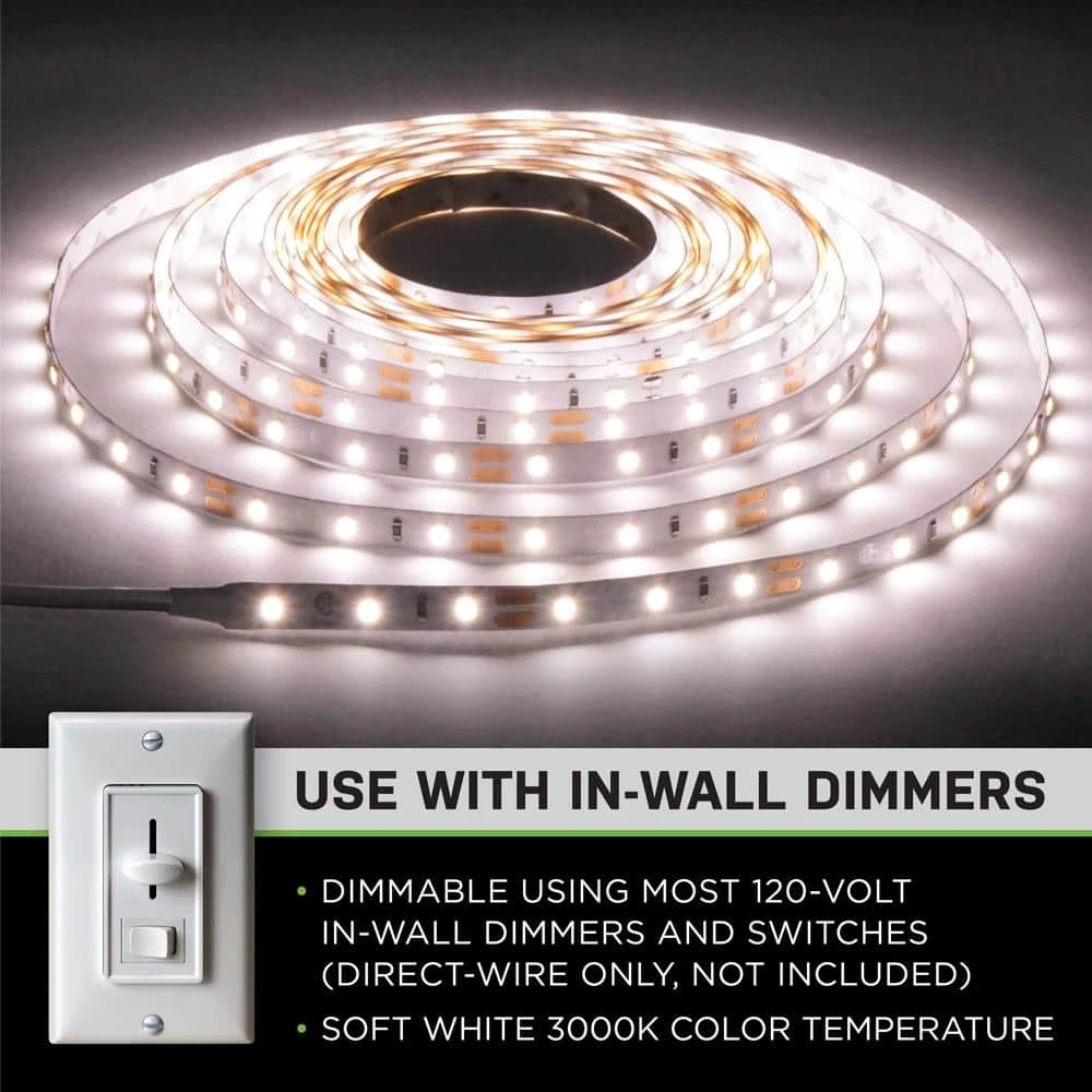16 ft. LED AC Dimmable White Tape Light Kit Under Cabinet Light by Commercial Electric - Image 3