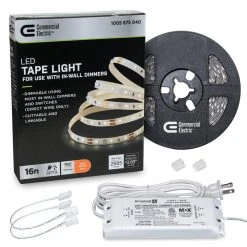 16 ft. LED AC Dimmable White Tape Light Kit Under Cabinet Light by Commercial Electric