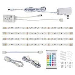12 in. LED Linkable RGBW Flexible Under Cabinet Light Kit (4-Strip Pack) by Commercial Electric