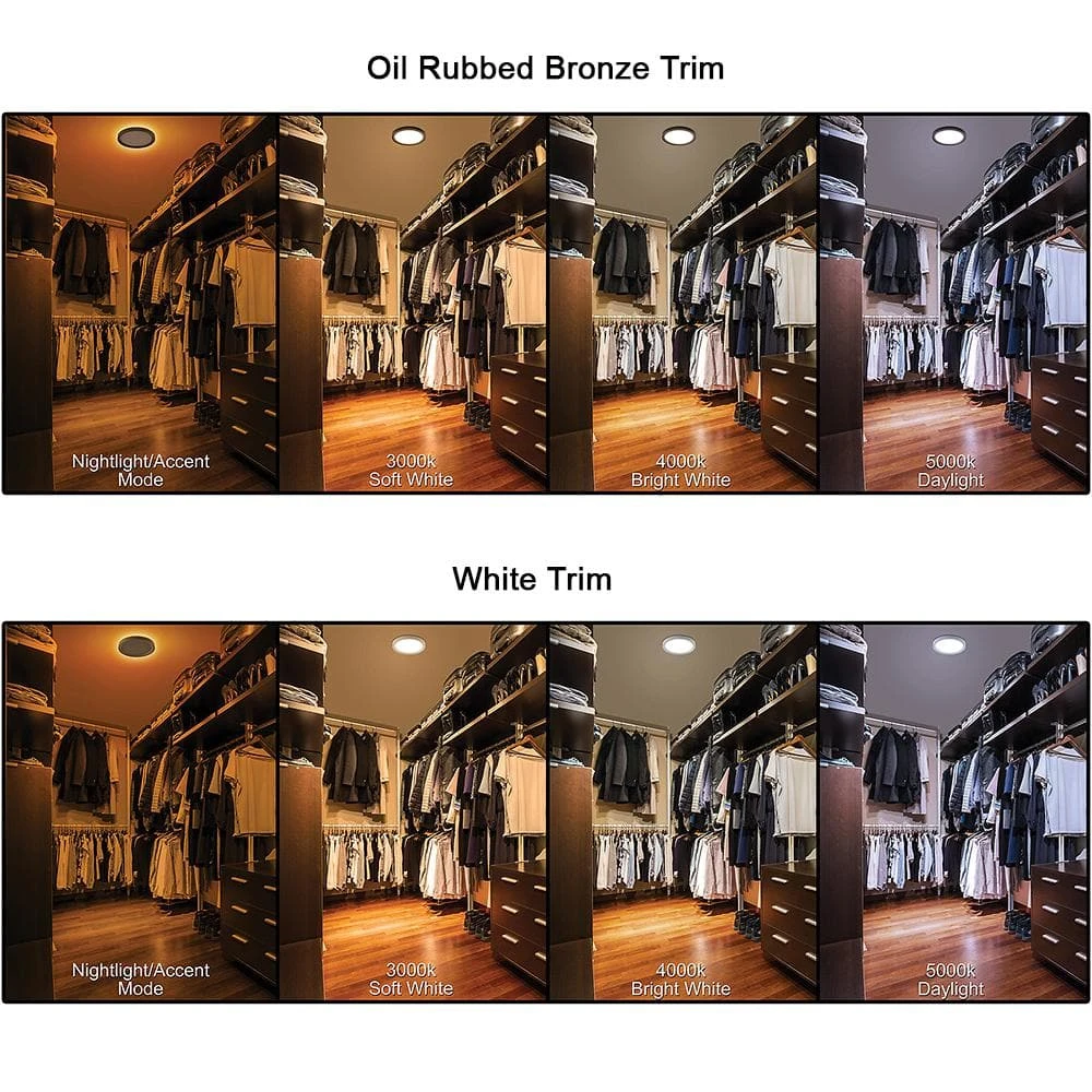 9 inch Color Selectable LED Flush Mount w/ Night Light Feature Optional White and Oil Rubbed Bronze Trim Rings by Commercial Electric - Image 3