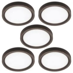 9 inch Color Selectable LED Flush Mount w/ Night Light Feature Optional White and Oil Rubbed Bronze Trim Rings (5-Pack) by Commercial Electric