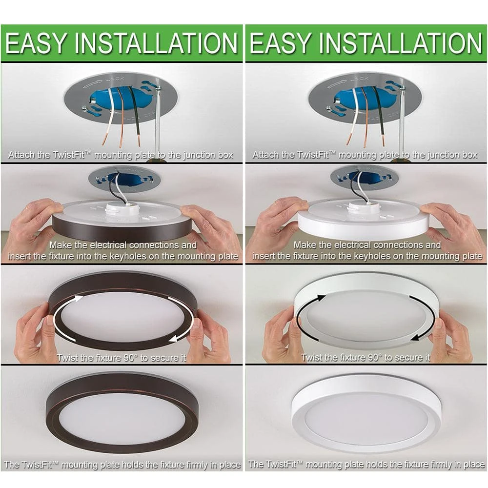 9 inch Color Selectable LED Flush Mount w/ Night Light Feature Optional White and Oil Rubbed Bronze Trim Rings by Commercial Electric - Image 4