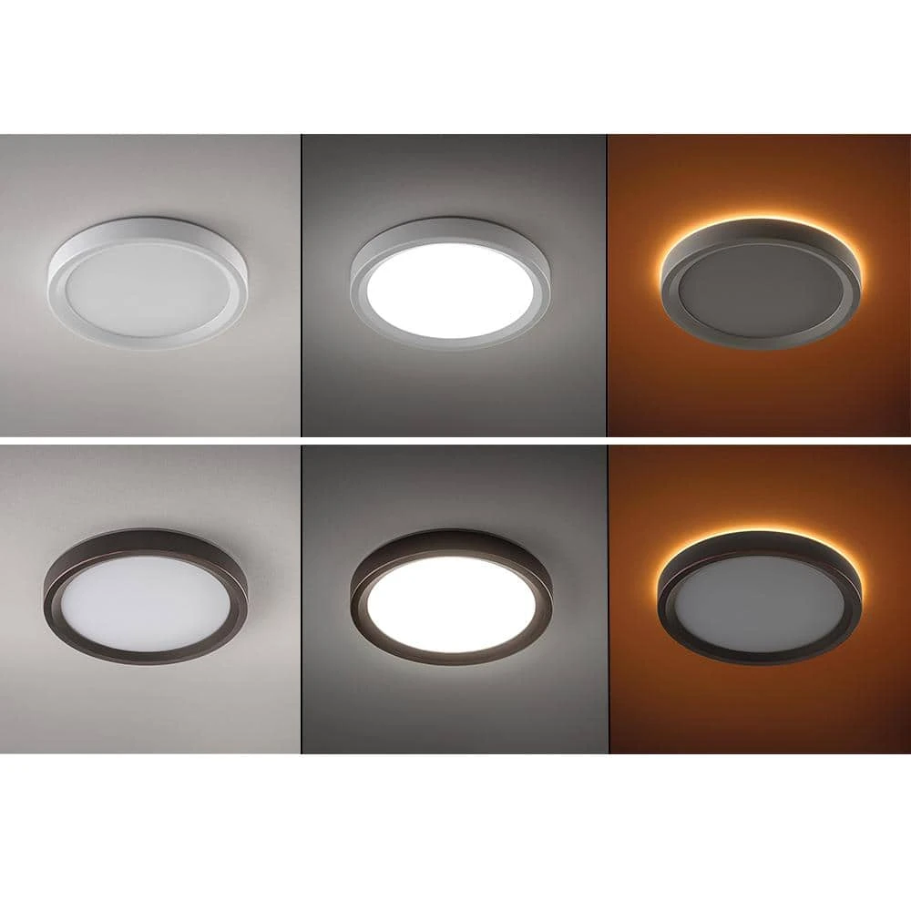 9 inch Color Selectable LED Flush Mount w/ Night Light Feature Optional White and Oil Rubbed Bronze Trim Rings by Commercial Electric - Image 7