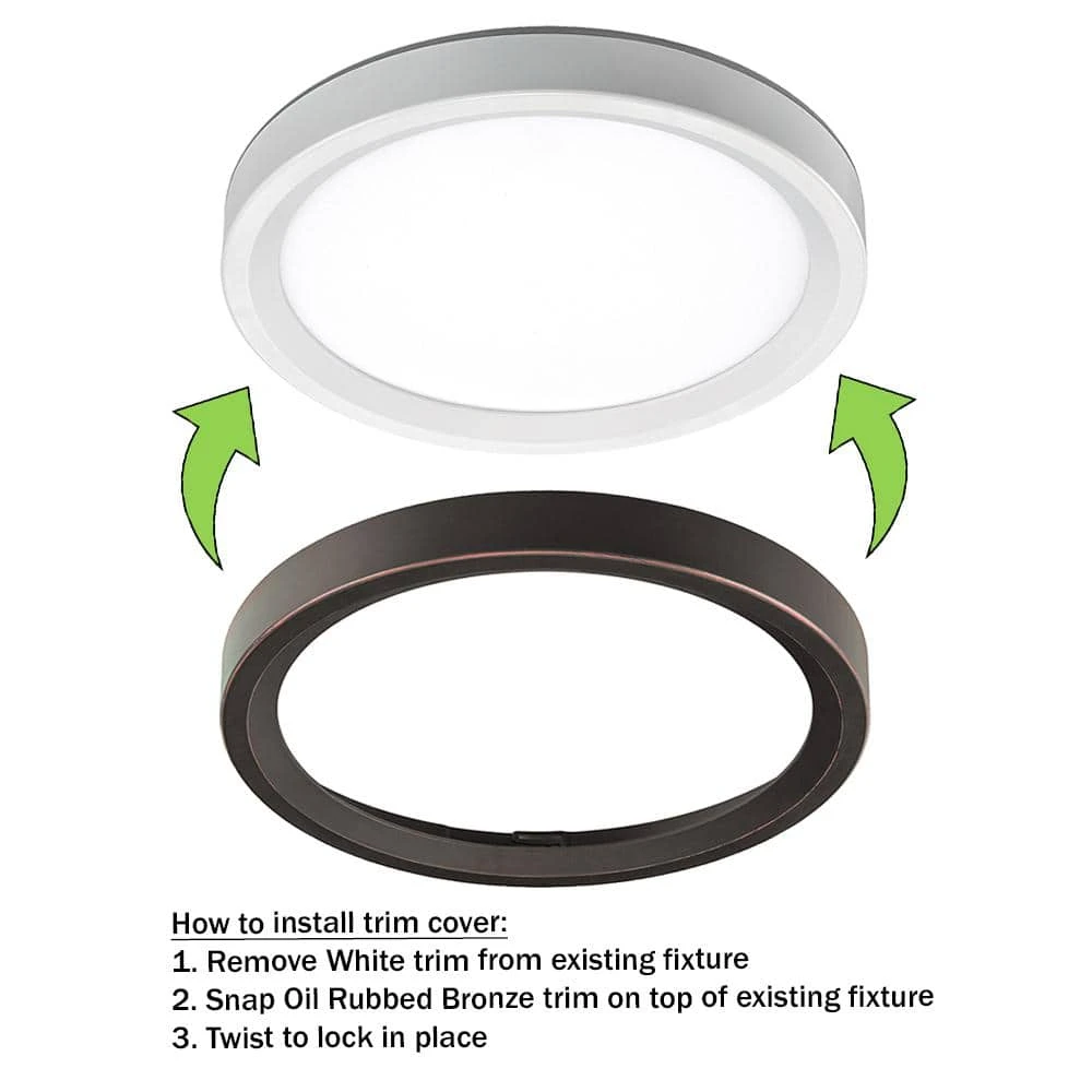 9 inch Color Selectable LED Flush Mount w/ Night Light Feature Optional White and Oil Rubbed Bronze Trim Rings by Commercial Electric - Image 2