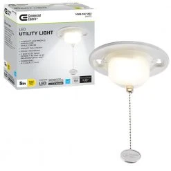 5 in. Closet Utility Light Lampholder with Pull Chain LED Flush Mount 650 Lumens 7-Watts 4000K Bright White by Commercial Electric
